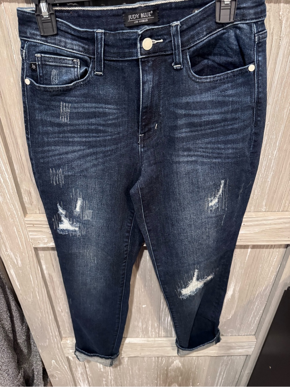 Judy Blue Dark Indigo Distressed Boyfriend Jeans